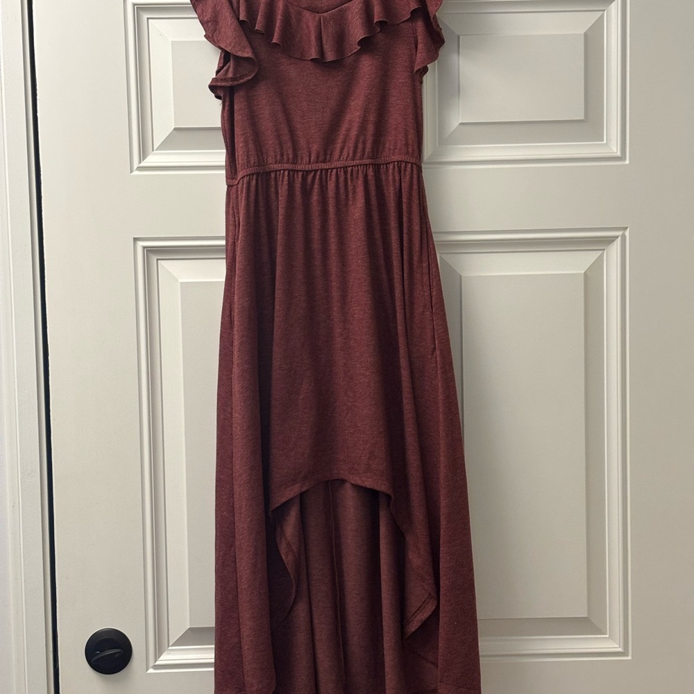 Joyfolie Ruffled Burgundy Kids Dress